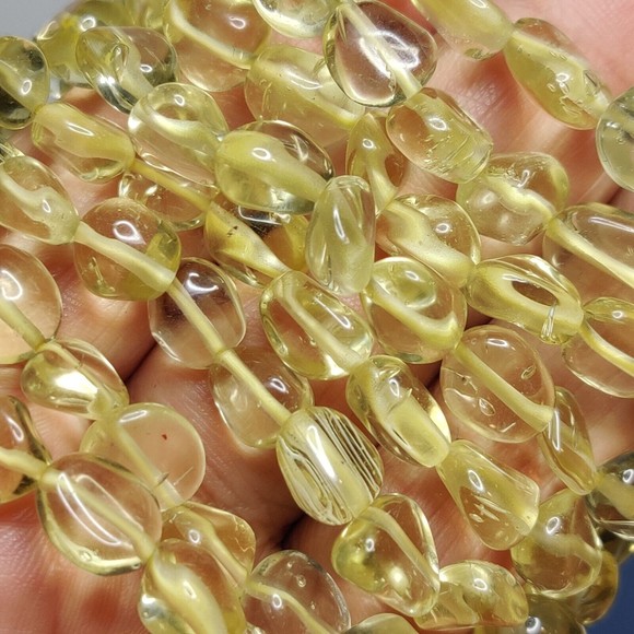 Lemon Quartz stretch nugget bracelet natural stone w/Free felt pouch-NB14 - Picture 4 of 7